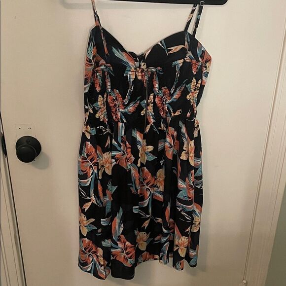 Roxy Black and Coral Floral Mini Dress - Picture 2 of 5